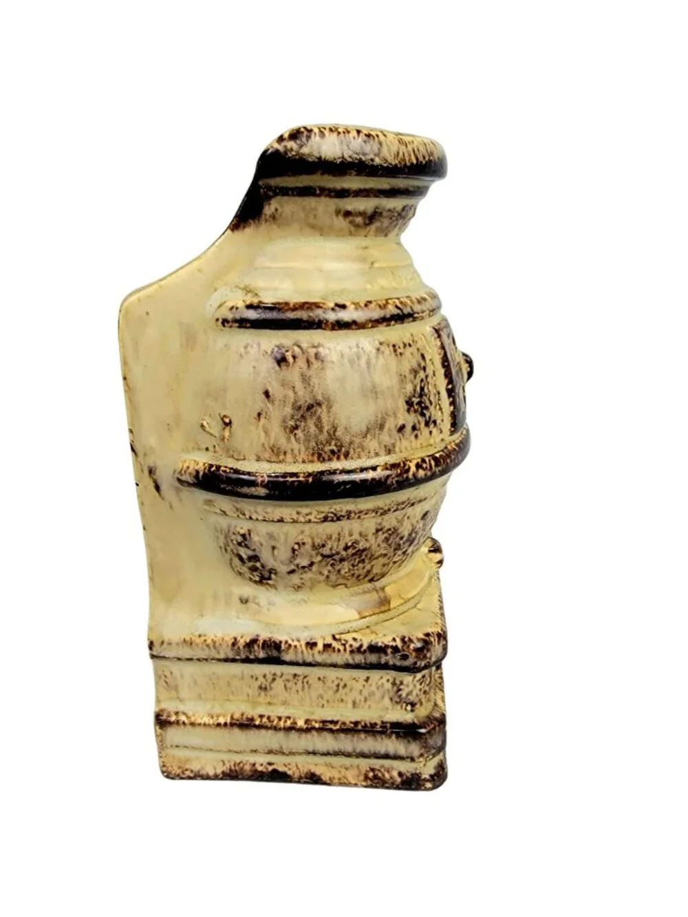 Vintage 80s Caffco Pot Belly Stove Ceramic Vase Bookshelf Brown Tan Rustic Retro - Picture 10 of 11
